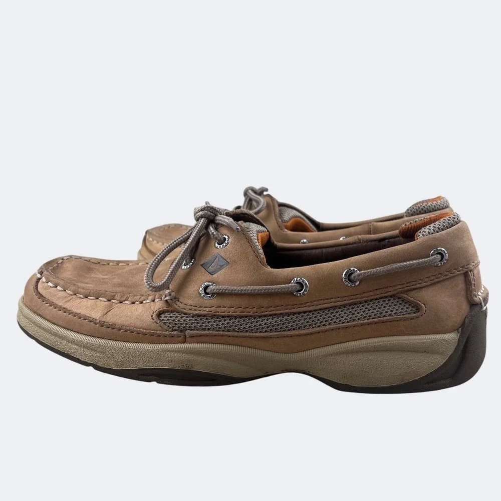 Sperry Top-Sider Boat Deck Shoes Mens Size 8‎ Brown Leather Lace Up Nautical